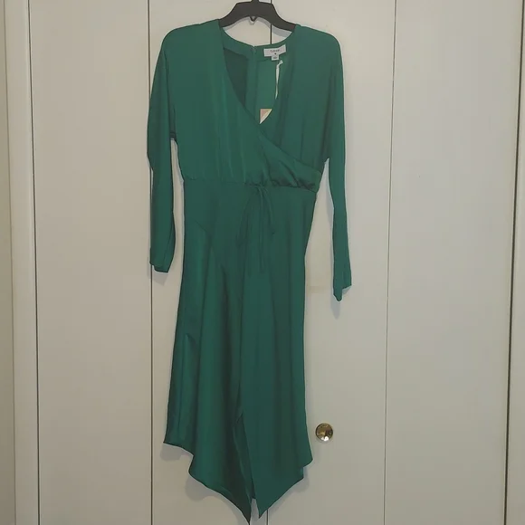 Cushnie for Target Emerald Green Faux Wrap Long Sleeved Dress Size 6 NWT - Picture 5 of 16